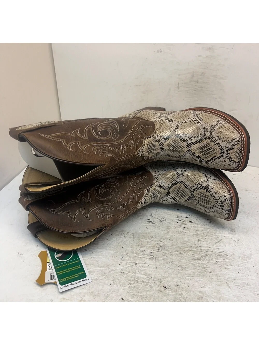 Smoky Mountain Men's Diamondback Cowboy Western Boot 4114 Brown/White Size 8.5EE